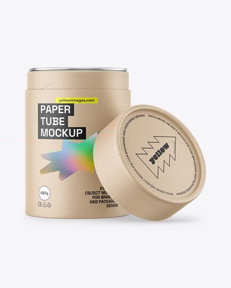 Opened Kraft Paper Tube Mockup