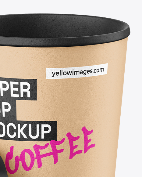 Kraft Paper Coffee Cup with Lid Mockup