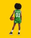Afro-American Female Basketball Player Wearing Full Basketball Uniform Mockup
