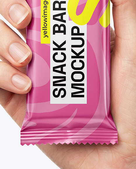 Matte Snack Bar in a Hand Mockup