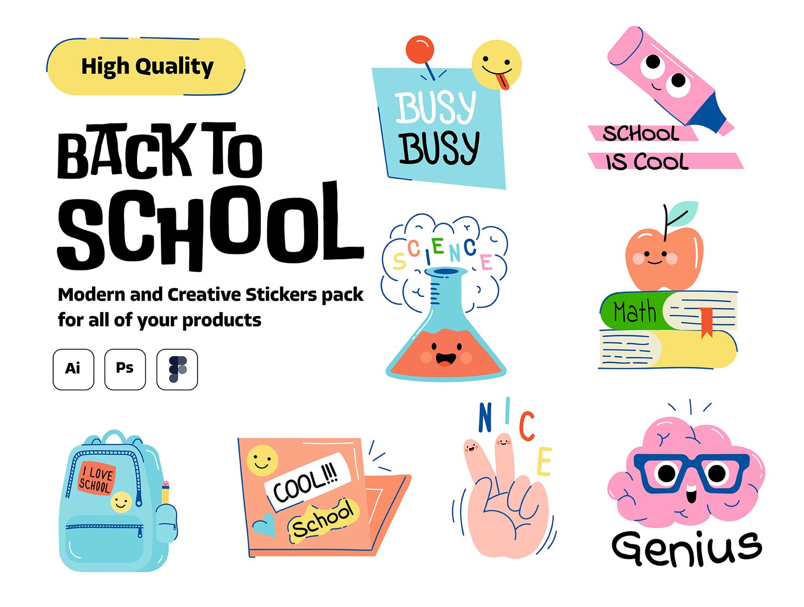 Back to School Sticker Set – Cute Hand-Drawn Icons