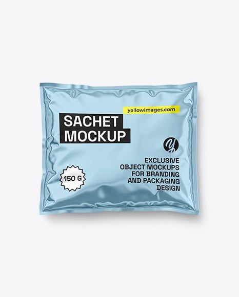 Glossy Metallic Sachet Mockup - Metal keychain mockup