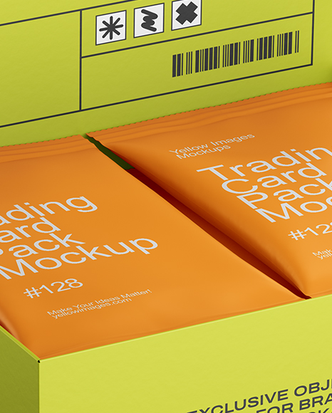 Box with Matte Trading Card Packs Mockup