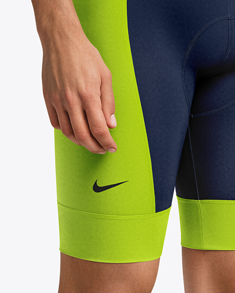 Man Wearing Cycling Jersey and Bib Shorts Mockup