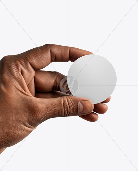 Round Sticker in a Hand Mockup