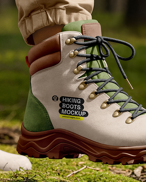 Pair of Hiking Boots on Woman's Legs Mockup