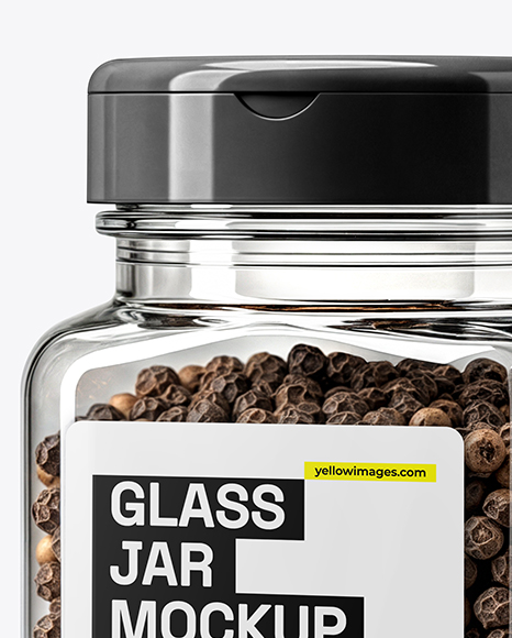Square Spice Jar with Whole Black Pepper Mockup