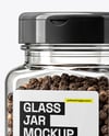 Square Spice Jar with Whole Black Pepper Mockup
