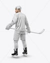 Man Wearing Full Ice Hockey Kit Mockup - Back view