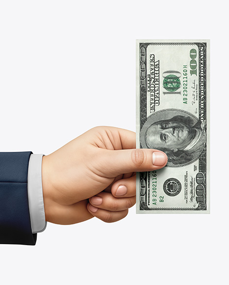 One Banknote in a Hand Mockup