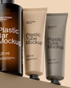 Amber Bottles with Tubes Mockup