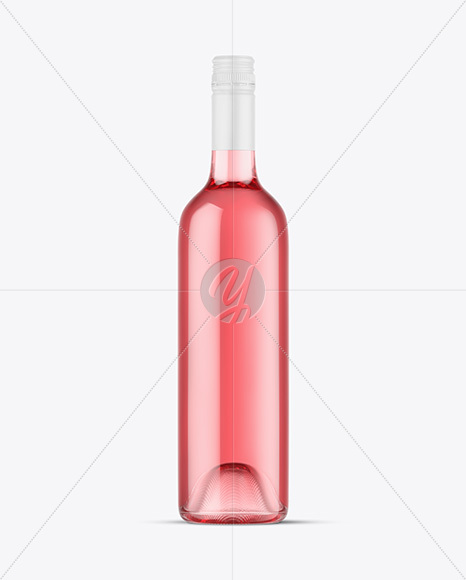 Clear Glass Pink Wine Bottle Mockup