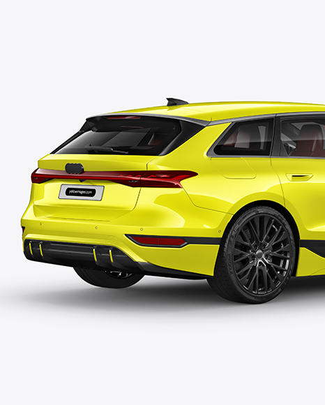 Electric Sportback Car Mockup - Back Half Side View