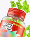Plastic Bottle with Flying Gummies Mockup