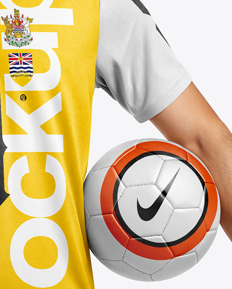 Soccer Player Wearing Jersey and Shorts Mockup
