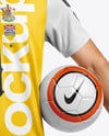 Soccer Player Wearing Jersey and Shorts Mockup