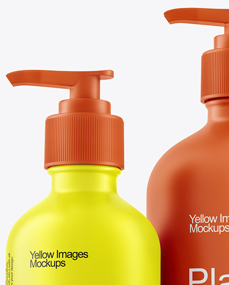 Pump Bottles with Tubes Mockup