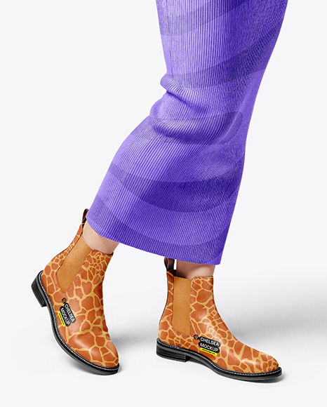 Chelsea Boots on Woman's Legs with Skirt Mockup - Mockups