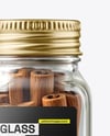 Square Glass Jar with Cinnamon Sticks Mockup