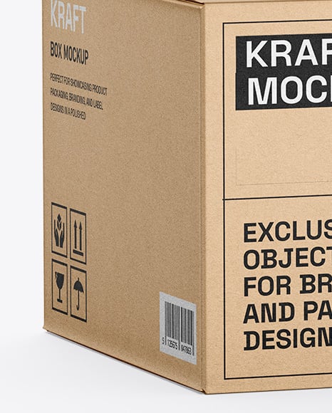 Kraft Box Mockup - Half Side View (High-Angle Shot)