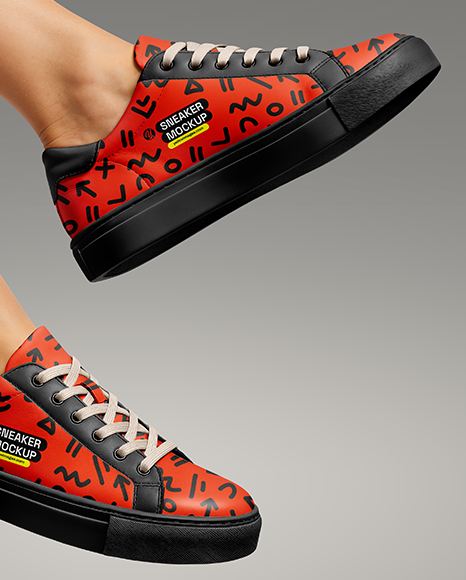 Pair of Sneakers on Woman's Legs Mockup