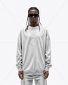 Black Man Wearing an Oversize Sweatshirt and Jeans Mockup