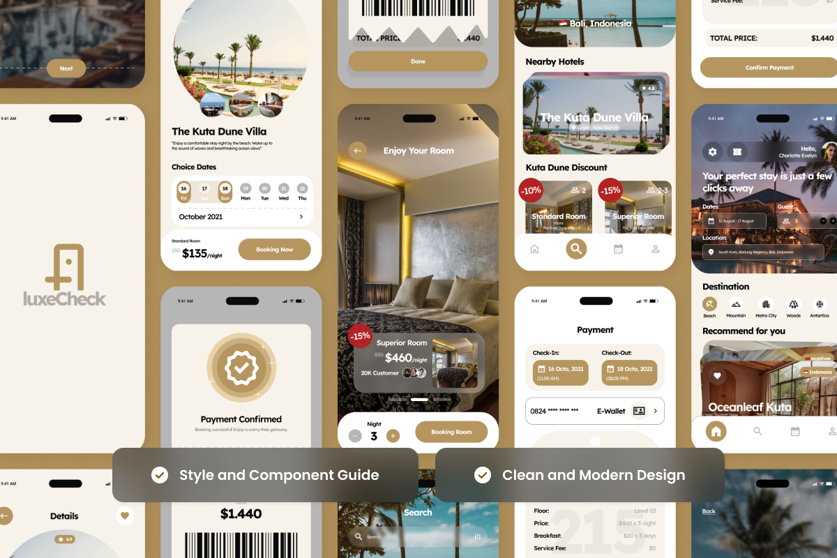 LuxeCheck – Hotel Booking App Design Template