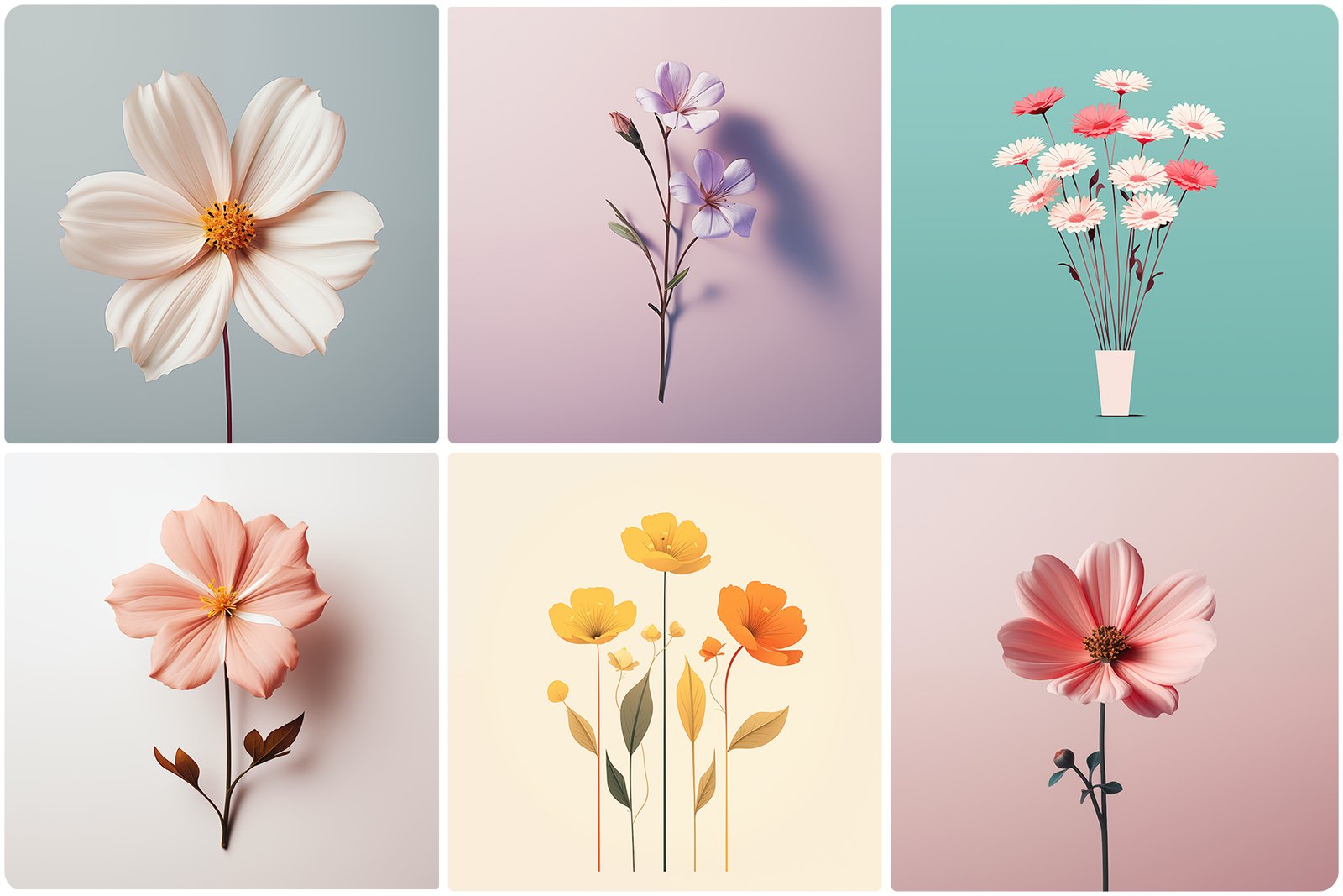 120 Flowers Poster Illustration Backgrounds