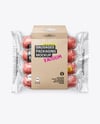 Clear Plastic Flow-Pack with Sausages in Kraft Paper Holder Mockup