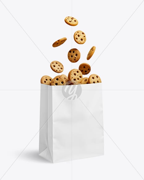 Paper Bag with Cookie Mockup