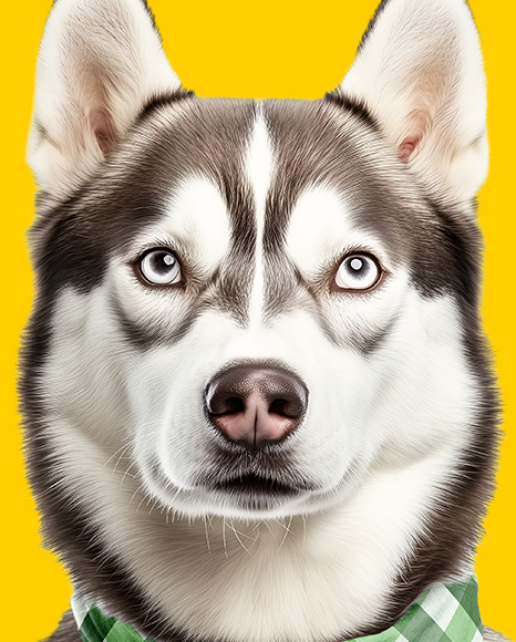 Husky Wearing a Bandana Mockup