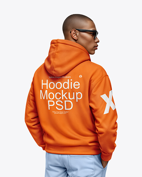 Black Man Wearing a Hoodie and Sunglasses Mockup - Mockup moletom