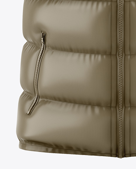 Glossy Hooded Down Vest Mockup