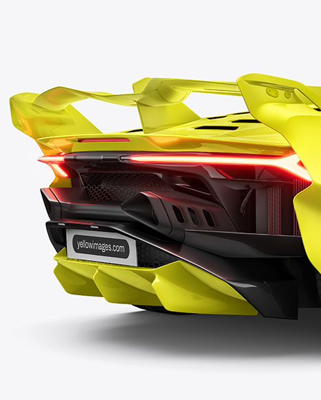 Sport Car Mockup - Back Half Side View