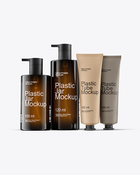 Amber Bottles with Tubes Mockup