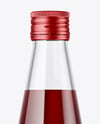 Clear Glass Bottle with Red Juice Mockup