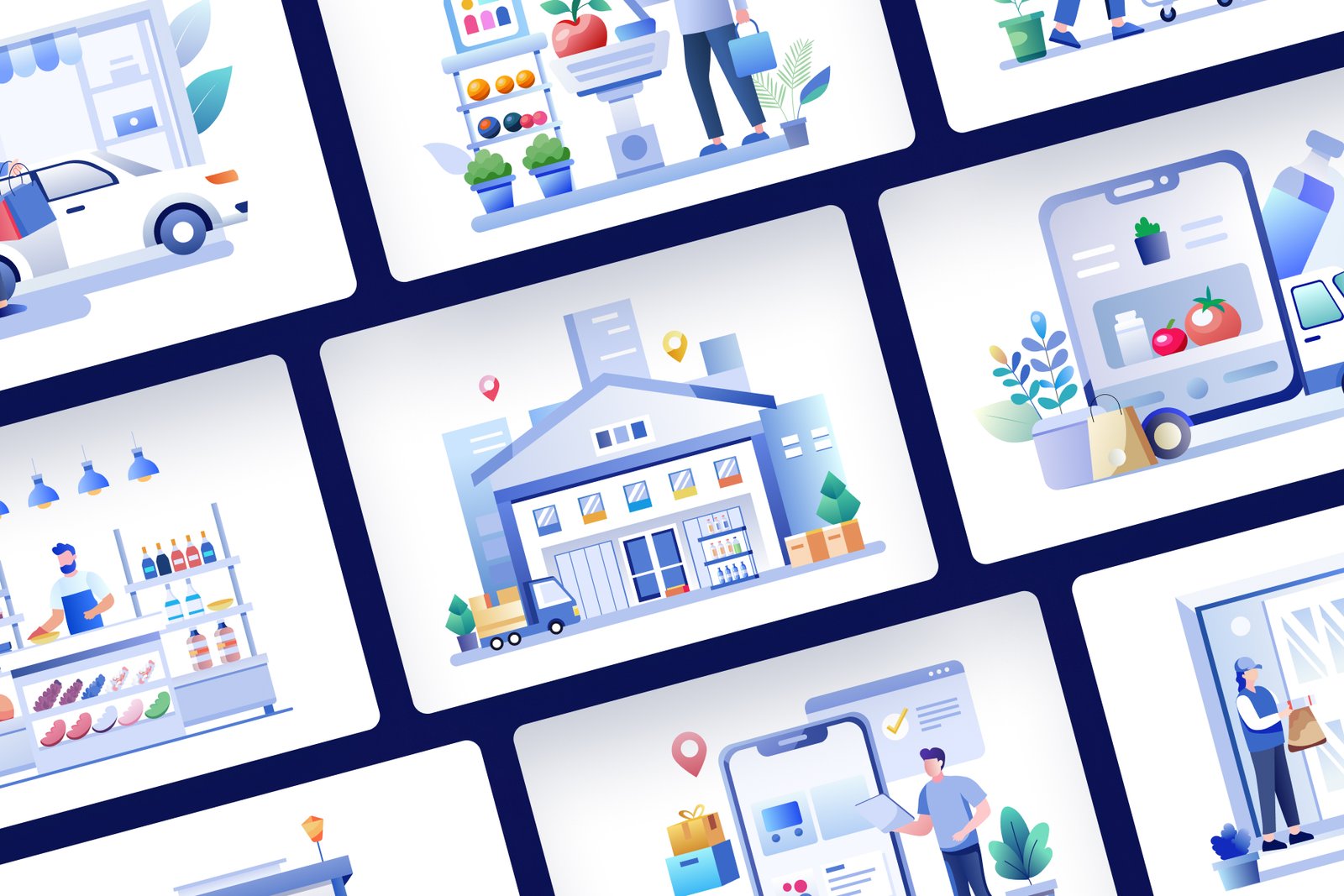 Animated Grocery Shopping Illustrations