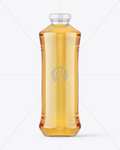 Glass Bottle with Apple Juice Mockup