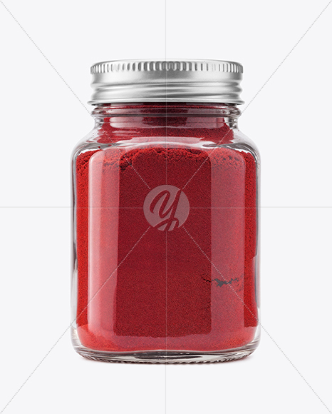 Clear Glass Jar with Ground Sumac Spice Mockup