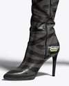 Pair of High-Knee Boots on Women's Legs with Dress Mockup