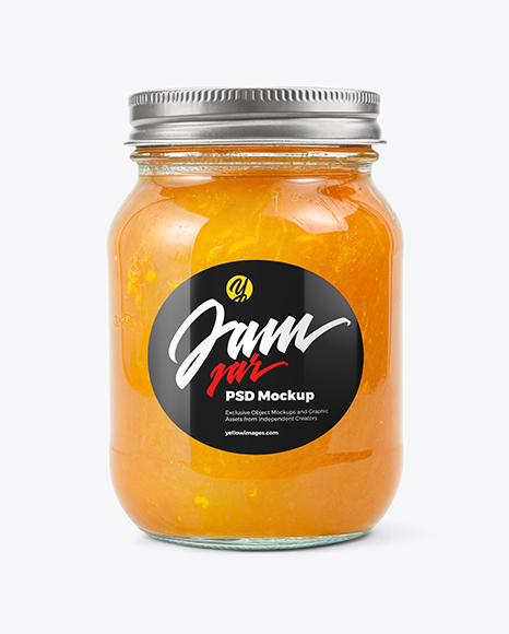 Clear Glass Jar with Orange Jam Mockup - Frosted glass mockup