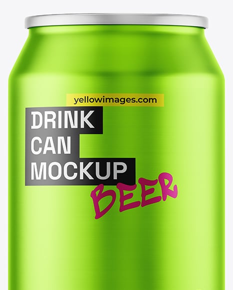 330ml Matte Metallic Drink Can with Drops Mockup