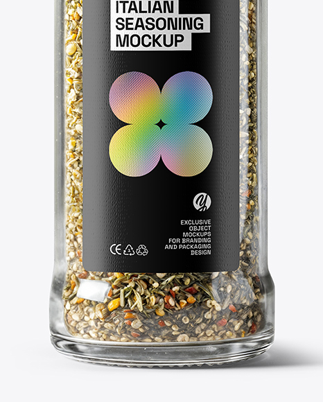 Glass Jar with Italian Seasoning Mockup