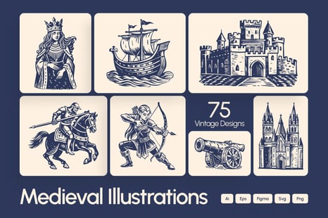 Vintage Medieval Art Set - Culture clipart