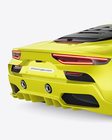 Sport Car Mockup - Back Half Side View