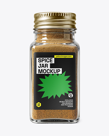 Square Glass Jar with Ground Cumin Mockup - Realistic mockups