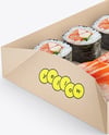 Kraft Paper Food Catering Tray with Sushi Mockup