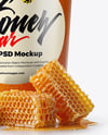 Glass Jar with Clover Honey Mockup