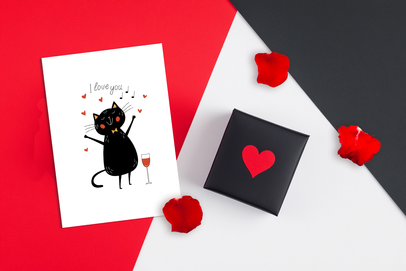 Adorable Greetings: Black CAT Edition Clipart and Seamless Patterns