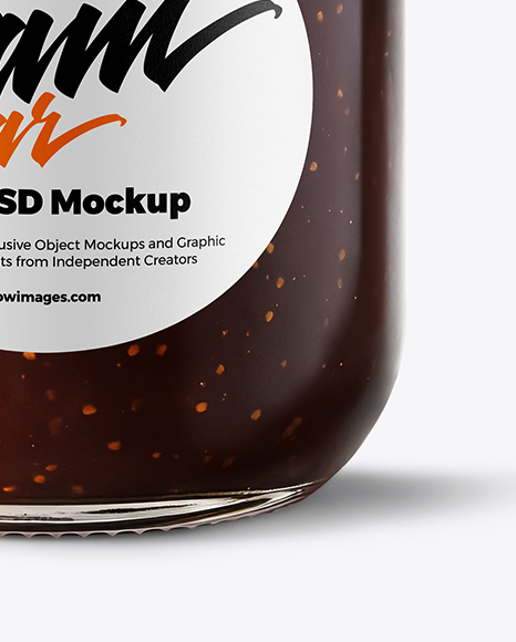 Clear Glass Jar with Fig Jam Mockup